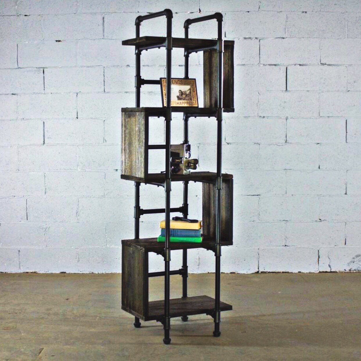 Modern Five Shelf Open Pipe Display Bookcase - MODERNY