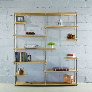 Open Eleven Shelf Industrial Pipe Bookcase - MODERNY