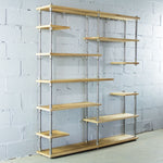 Open Eleven Shelf Industrial Pipe Bookcase - MODERNY