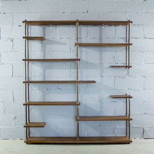 Open Eleven Shelf Industrial Pipe Bookcase - MODERNY