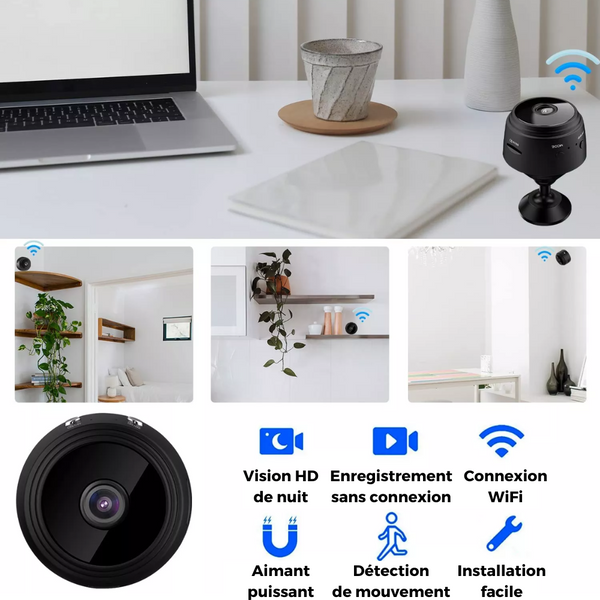 CAMERA MINIATURE - CAMERA ESPION Mini Camera Espion HD 1080P Portable Mini  Camera WiFi Surveillance de la Sécurité à la Maison sans