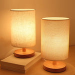 Lampe de chevet en bois, lin et rotin, au design nordique et moderne