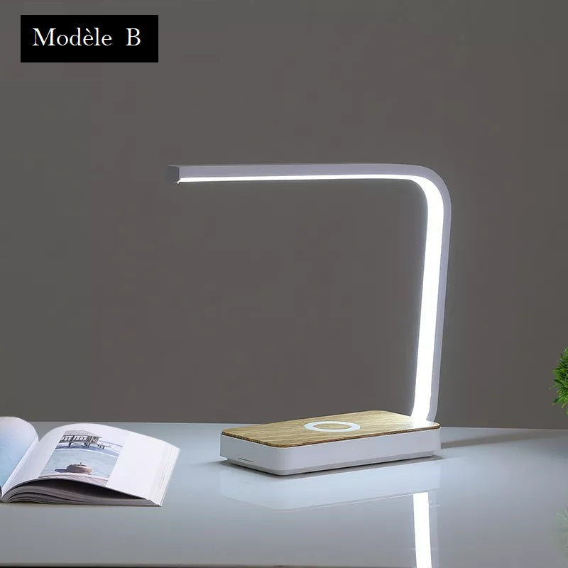 Lampe Table de Bureau Lampe de Chevet Inox Chargeur USB H 62,2 CM