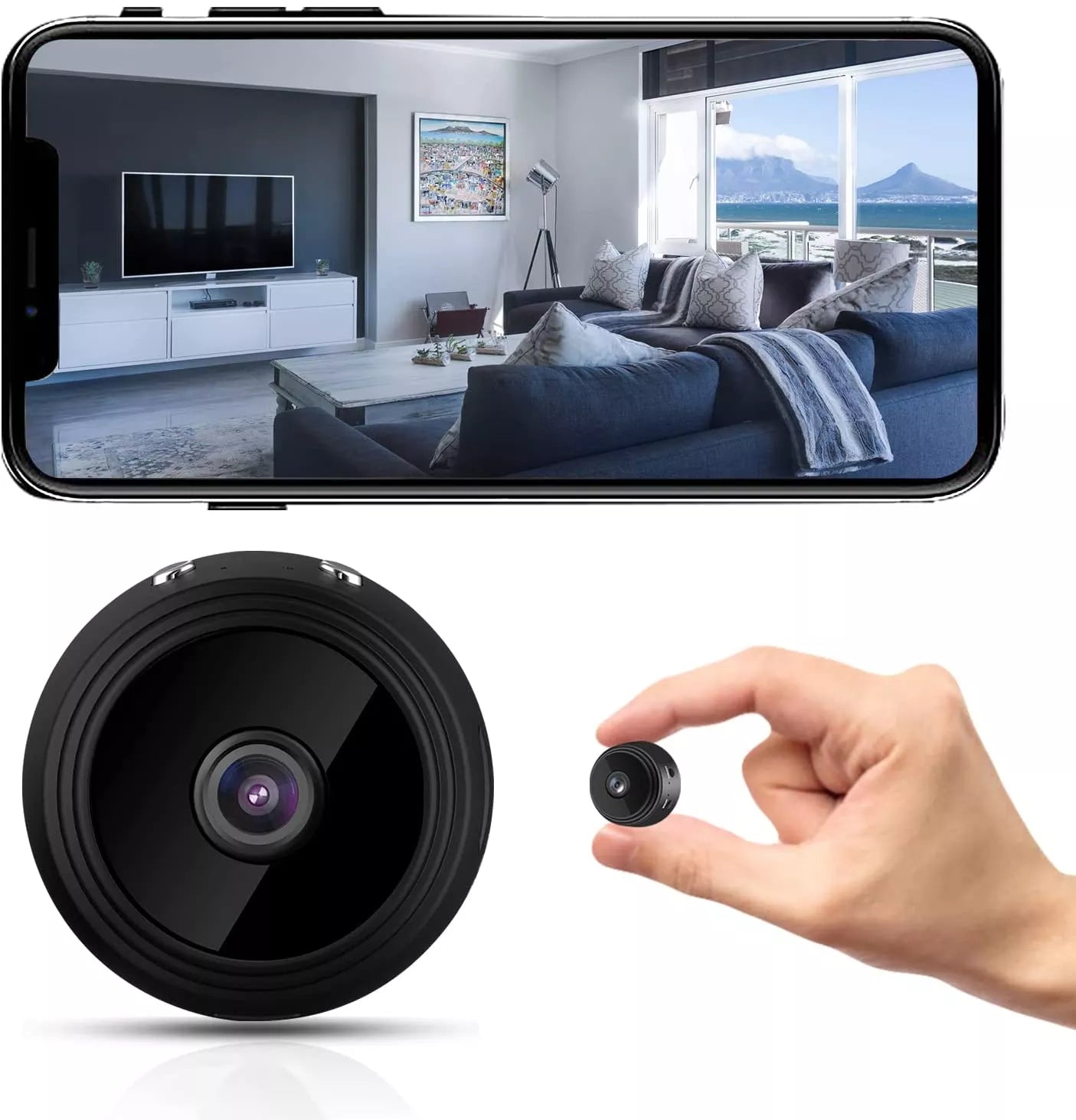 Mini webcam sans fil, WiFi, A9, HD, 1080P, 2K, manuelle, caméra rotative à  360 °, réunion en direct, travail, maison, carte SD