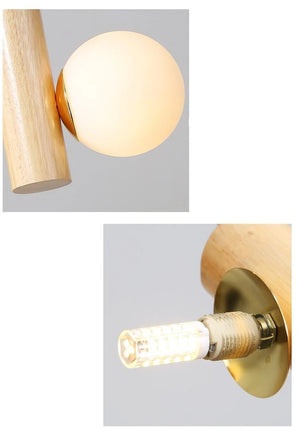Prescott - Lustre à ampoule en bois moderne - MODERNY