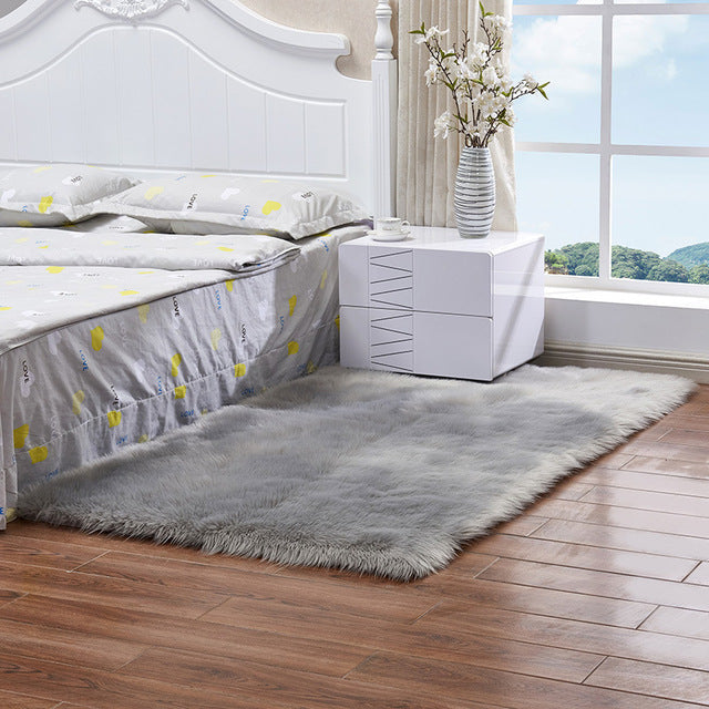Tapis En Peau De Mouton Naturel 90-100 Cm - Doux Et Chaud Pour Salon, Chambre Ou Descente De Lit